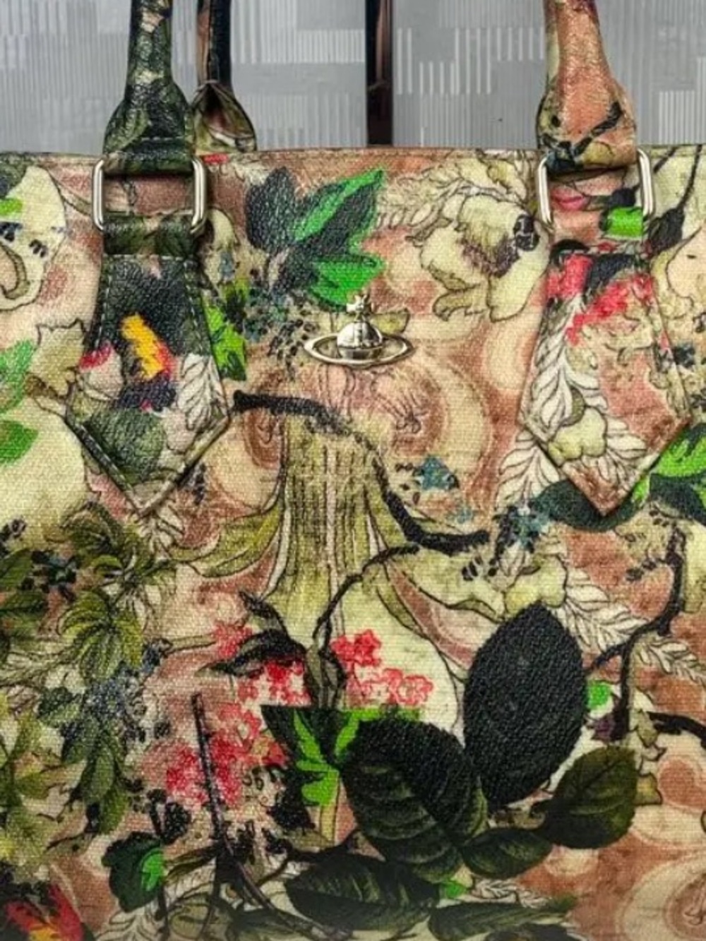 Rare Vivienne Westwood Floral Print Leather Structured Tote Bag - Picture 2 of 11